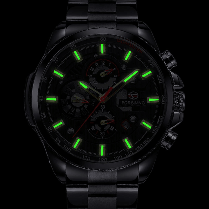 Forsining GMT1137 Fashion Men Watch Luminous Week Month Display Automatic Mechanical Watch - Trendha