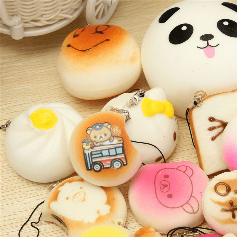 30PCS Random Squishy Soft Panda/Bread/Cake/Buns Phone Straps Decor - Trendha