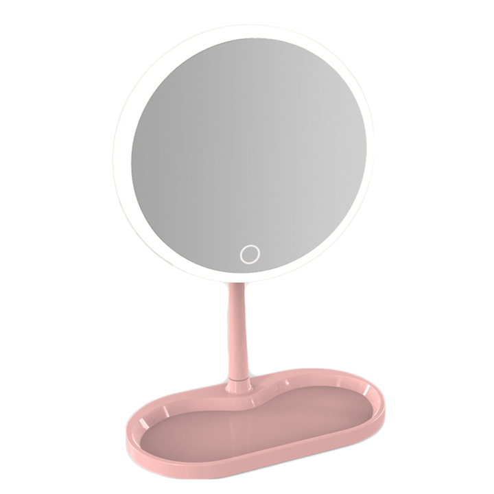 7/8 Inch USB Charging Touch Dimming LED Makeup Table Mirrors with Cosmetics Storage Tray - Trendha