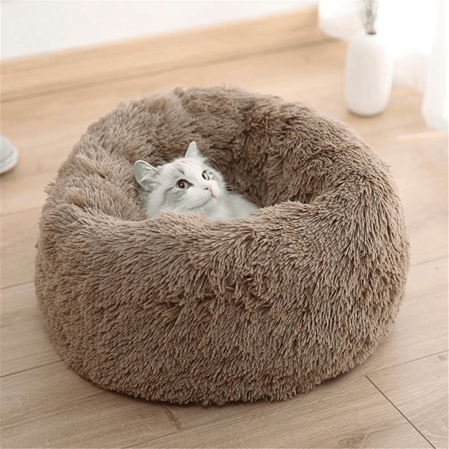 4 Size Dog Cat round Bed Sleeping Bed Plush Pet Bed Kennel Sleeping Cushion Puppy - Trendha