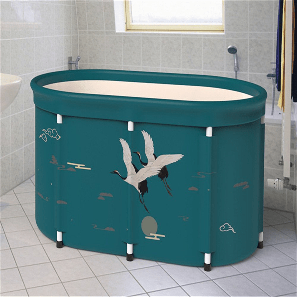 Bath Sauna Adult Folding Bathtub Bath Barrel Household Large Tub Thickened Adult Bath Tub Full Body Hot Tub with Lid Set - Trendha