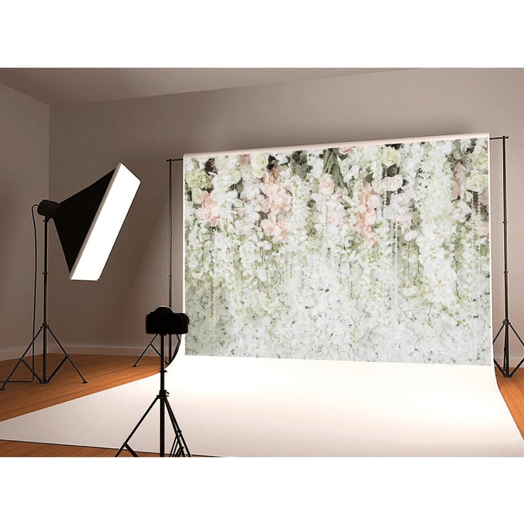 0.9X1.5M 1.5X2.1M 1.8X2.7M White Flowers Sea Photography Studio Wall Backdrop Photo Background Cloth for Birthday Wedding Party - Trendha