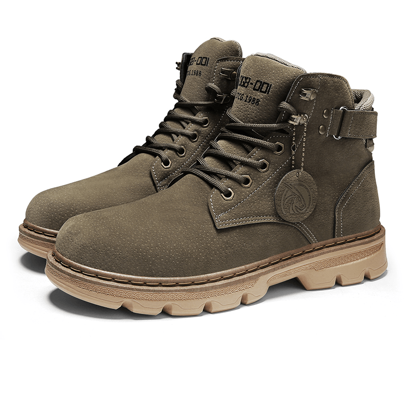 Men Classic Comfy round Toe Non Sip Outdoor Tooling Boots - Trendha