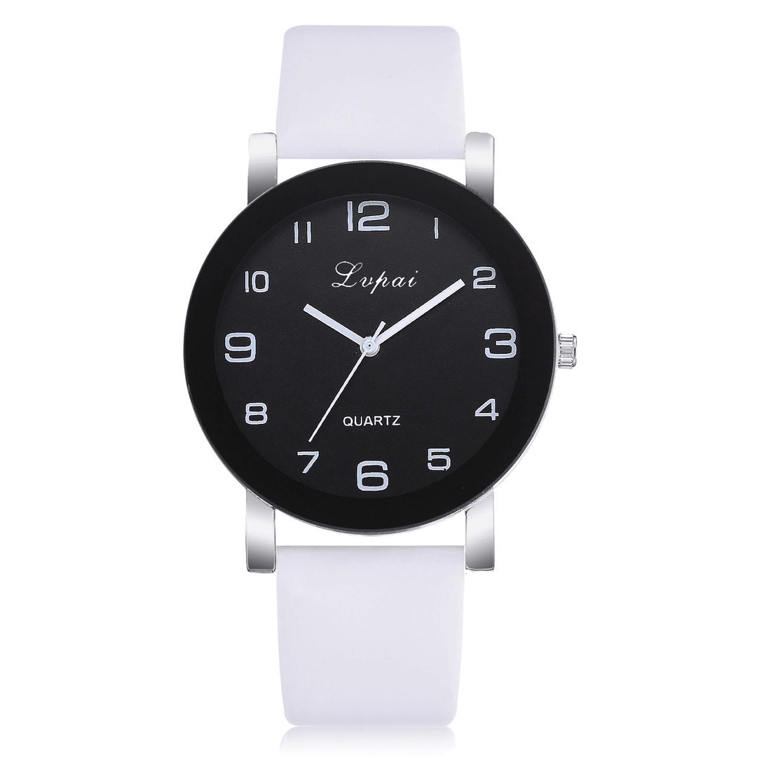 LVPAI P383 Fashion Casual Simple Big Dial PU Leather Strap Women Quartz Watch - Trendha