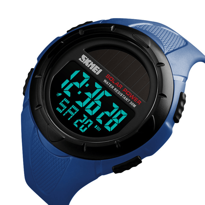 SKMEI 1405 Solar Power Digital Watch Stopwatch Luminous Display Alarm Calendar Outdoor Sport Watch - Trendha