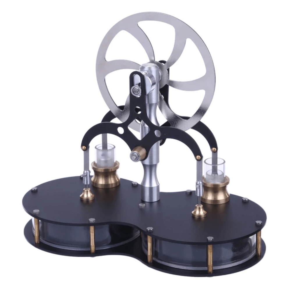 Peanut Shaped Stirling Double Cylinder Low Temperature Difference Engine Model Educational Toy - Trendha