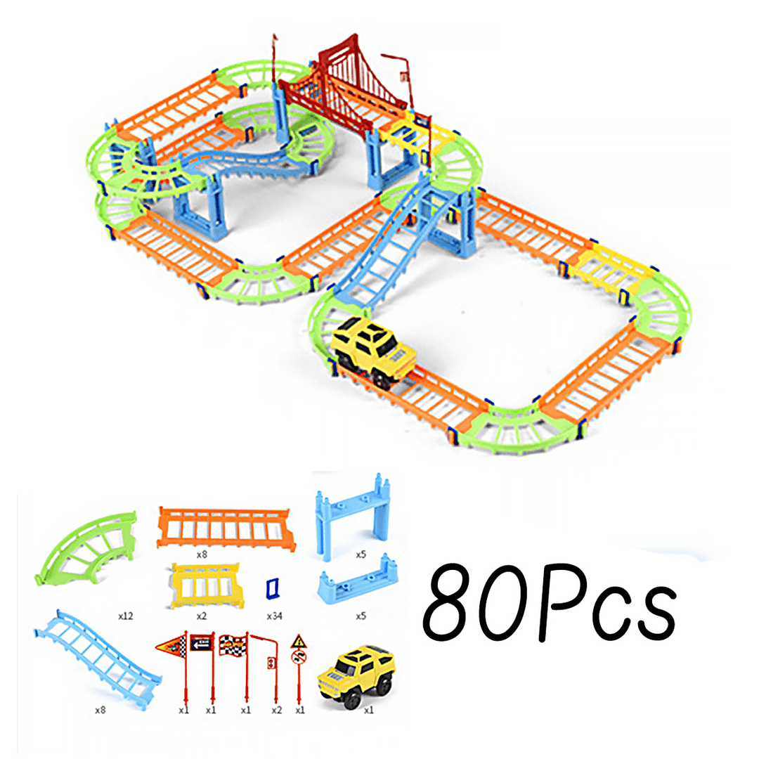 80/91/140Pcs DIY Assembly Electric ABS Track Car Model Set Puzzle Educational Toy for Kids - Trendha