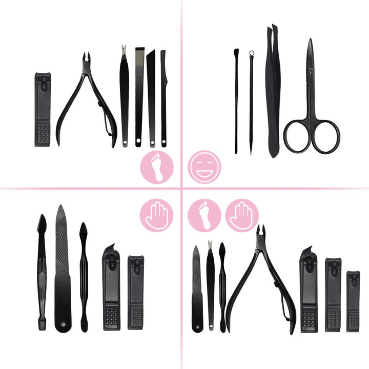 New 16 in 1 Nail Clipper Professional Stainless Steel Scissors Grooming Kit Art Cuticle Utility Tools Nail Clipper Manicure Set - Trendha