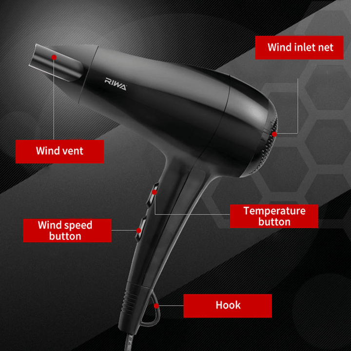 RIWA RC-7132 and RC-7136 Household Electric Hair Dryer Air Temperature Adjustment - Trendha