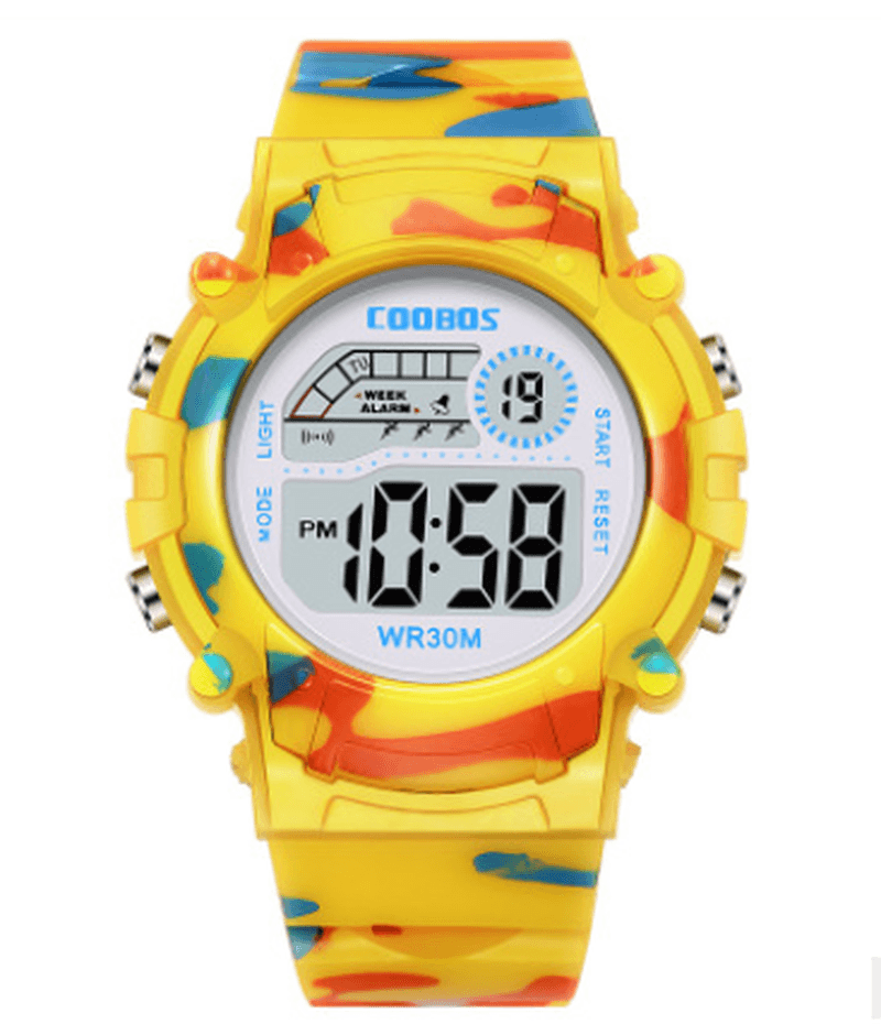 Coobos 1015 Multifunction Luminous LED Display Stopwatch Chronograph Calendar Alarm Clock 3ATM Waterproof Outdoor Digital Watch - Trendha