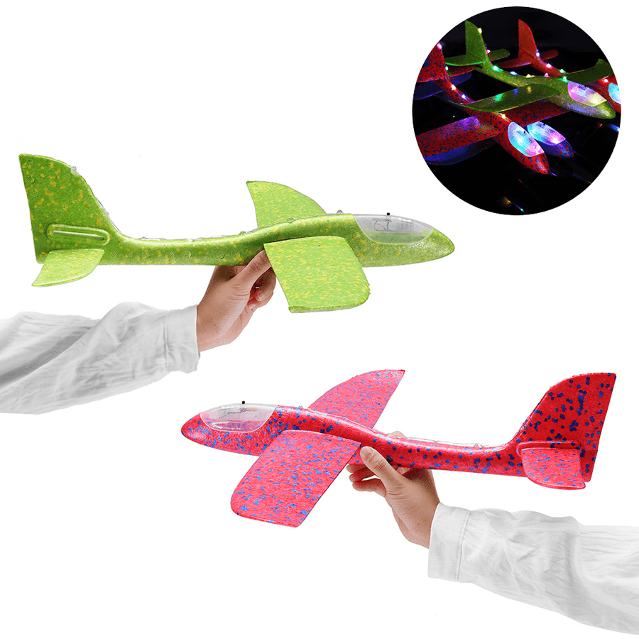 48Cm 19'' Hand Launch Throwing Aircraft Airplane DIY Inertial EPP Plane Toy with LED Light - Trendha