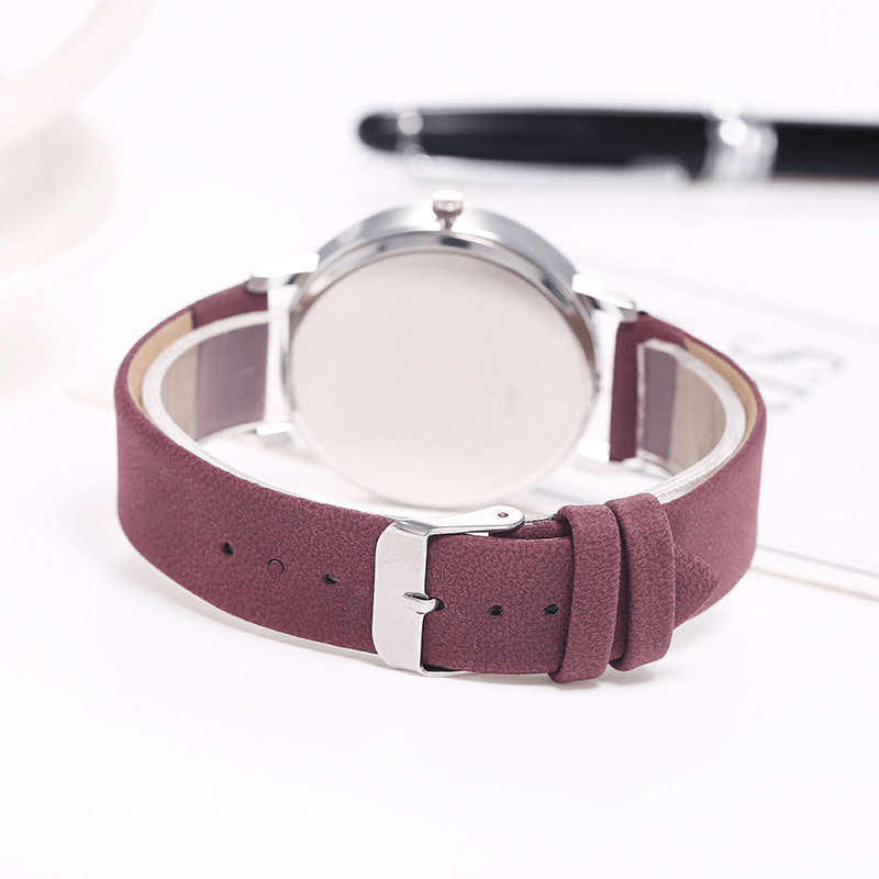 Casual Sports with Calendar Frosted Dial Chronograph Leather Band Women Quartz Watch - Trendha