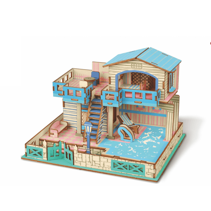 3D Woodcraft Puzzle Assembly House Kit Model Building Educational Toy for Kids Gift - Trendha