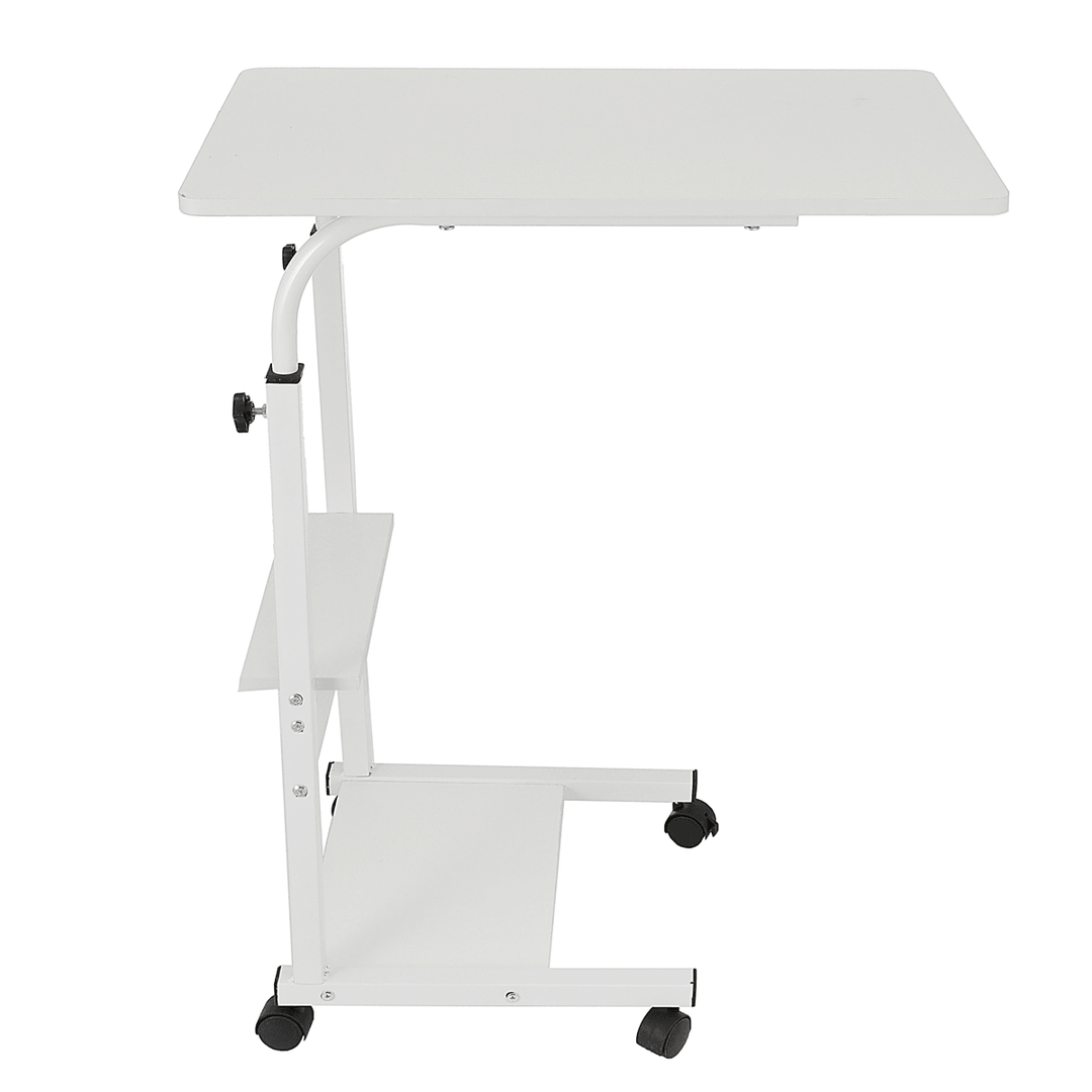Movable Laptop Desk Adjustable Height Computer Notebook Desk Writing Study Table Bedside Tray with 2 Storage Shelves Home Office Furniture - Trendha