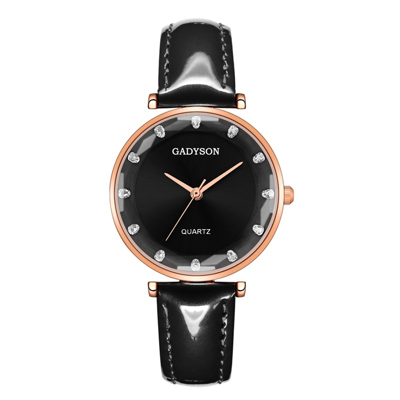 Deffrun Crystal Casual Style Women Wrist Watch Leather Strap Gift Quartz Watches - Trendha