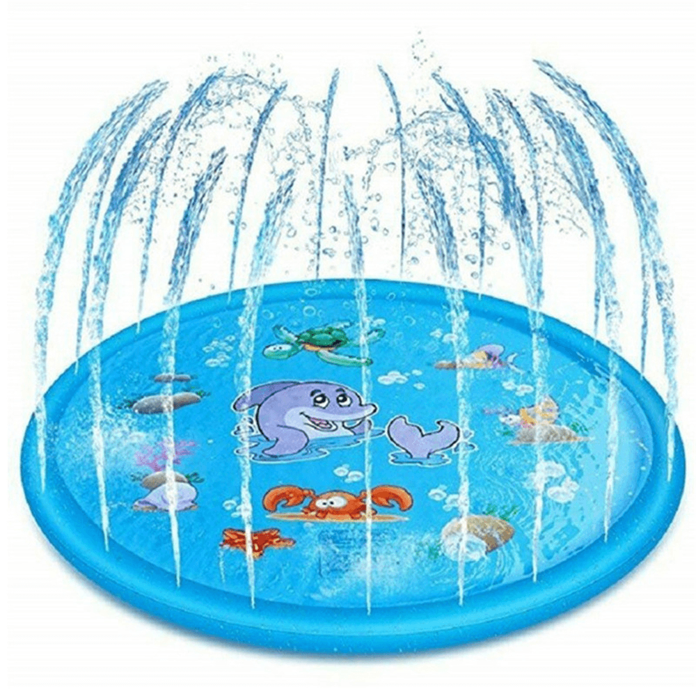 170Mm PVC Blue Sprinkler Play Mat with Cartoon Pattern for Kids Summer Play - Trendha