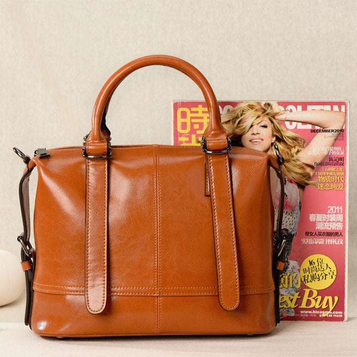 Vintage oil wax leather shoulder messenger bag - Trendha