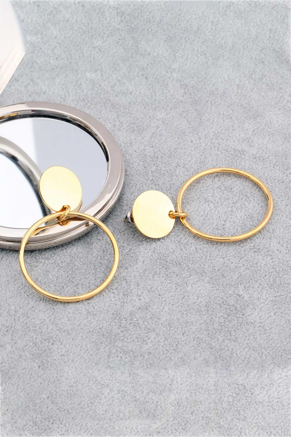 Gold-Plated Stainless Steel Drop Earrings - Trendha