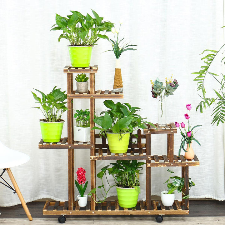 Wooden Succulent Flower Pot Stand Indoor Balcony Floor Stand Garden Decoration - Trendha
