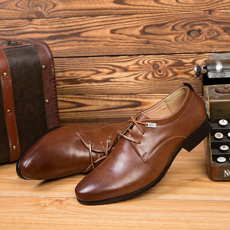 Business Formal Men's British Leather Shoes Lace-up Casual Shoes - Trendha