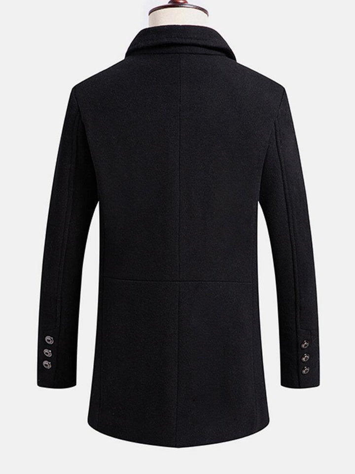Mens Single-Breasted Business Mid-Length Woolen Trench Coats With Detachable Vest - Trendha