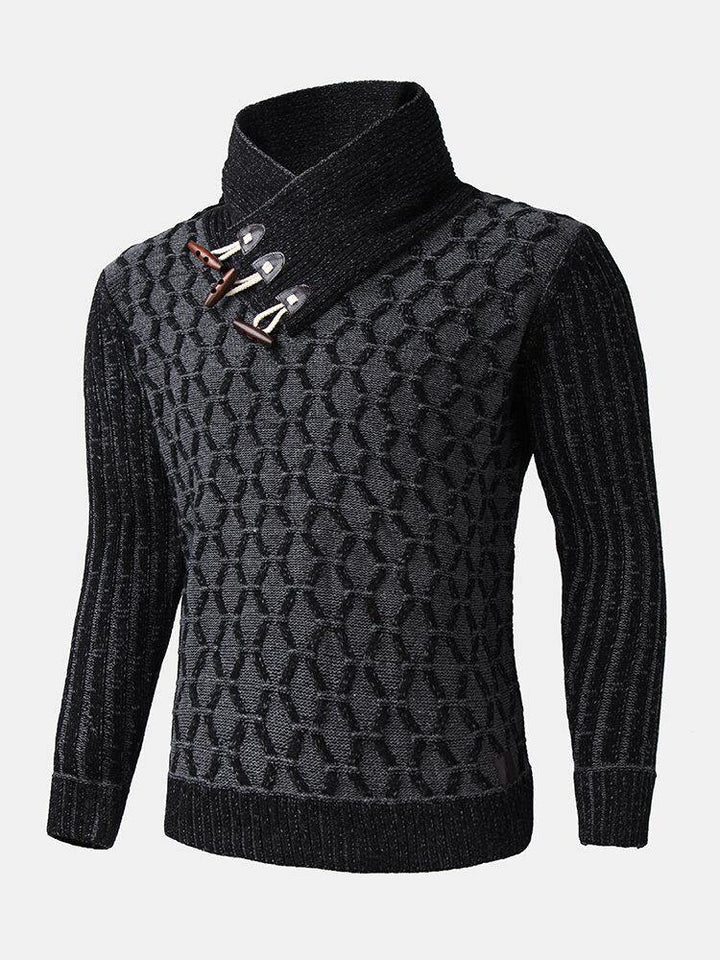 Mens Graphics Knitted Texture High Neck Warm Pullover Sweaters - Trendha