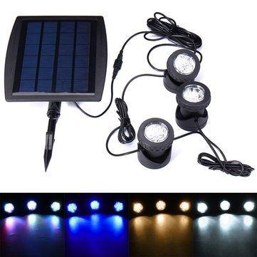 Solar Powered 3 Underwater Spotlights Waterproof IP68 LED Outdoor Garden Pool Pond Landscape Lights - Trendha