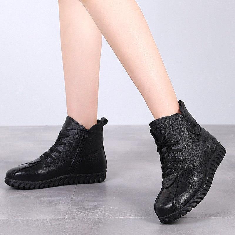 Leather wool booties - Trendha