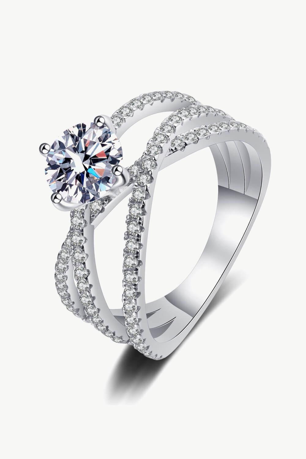 1 Carat Moissanite Crisscross Ring - Trendha