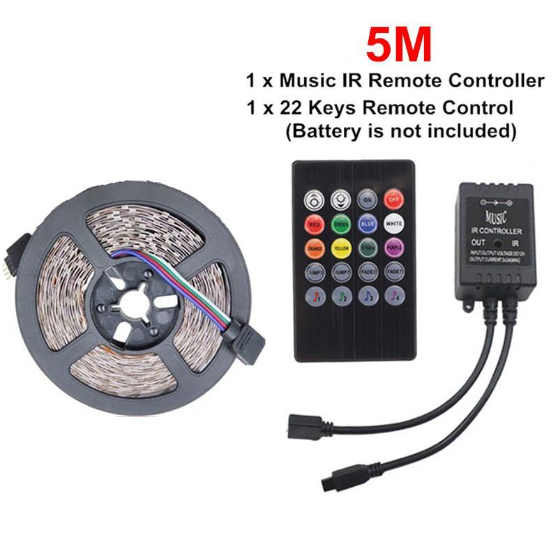 5M 10M 3528 RGB Music Sync Voice Control LED Strip Light + 22Keys IR Remote Control Or 3A EU US Power Adapter - Trendha