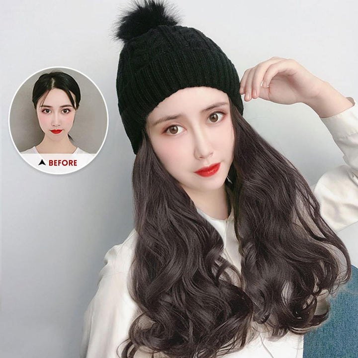 Women Cap Wig Hat Light Curly Long Synthetic Girl Hair Winter - Trendha