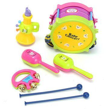 5Pcs Kids Baby Roll Drum Musical Instruments Band Kit Children Toy Gift Set - Trendha