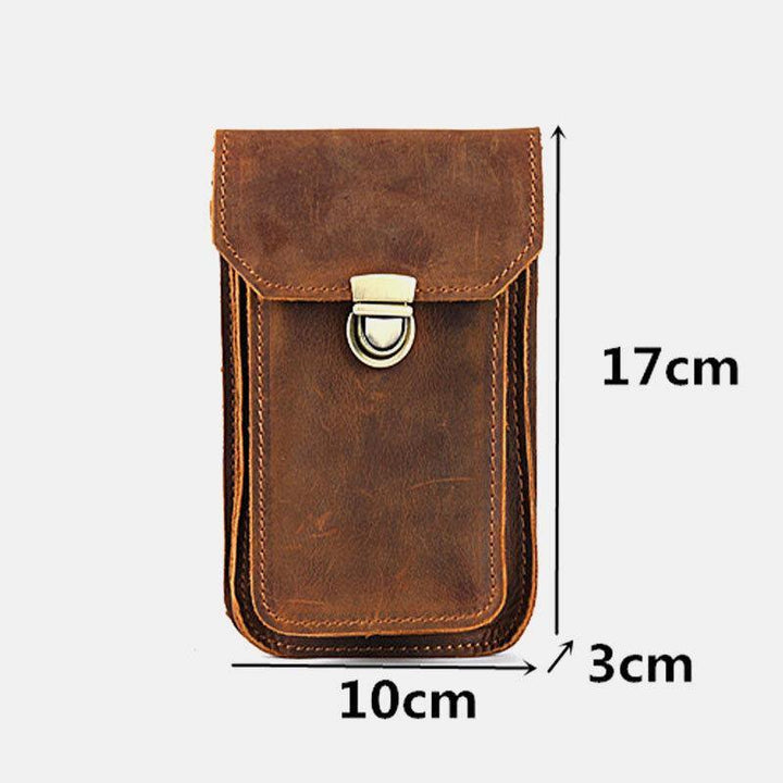 Men Genuine Leather 5.5 6.5 Inch Phone Bag Leather Hanging Waist Bag - Trendha