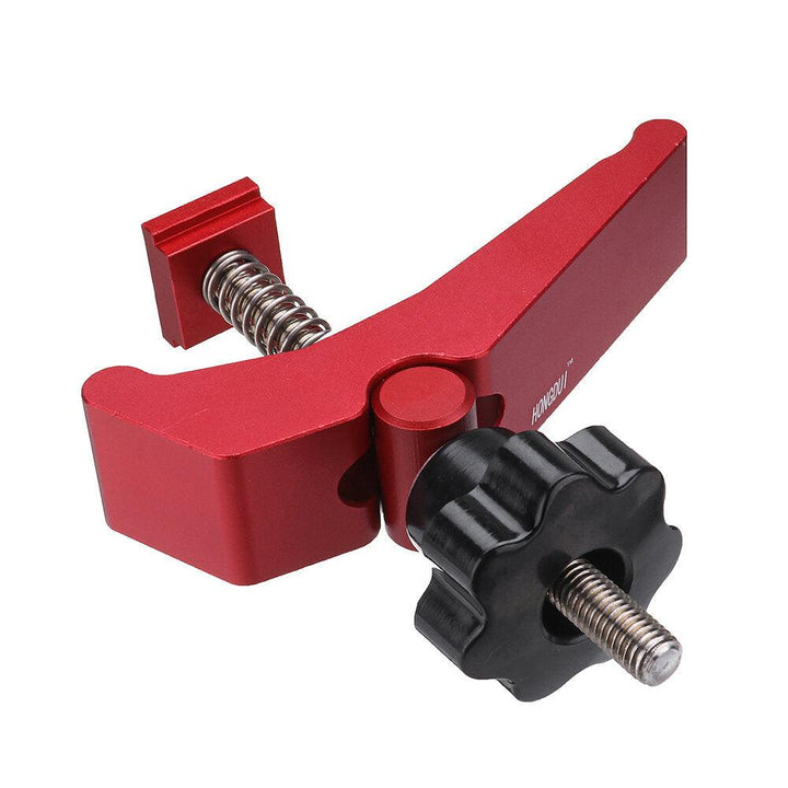 HONGDUI 2 Pcs Red Quick Acting Hold Down Clamp Aluminum Alloy T-Slot T-Track Clamp Set Woodworking Tool for Woodworking Table - Trendha