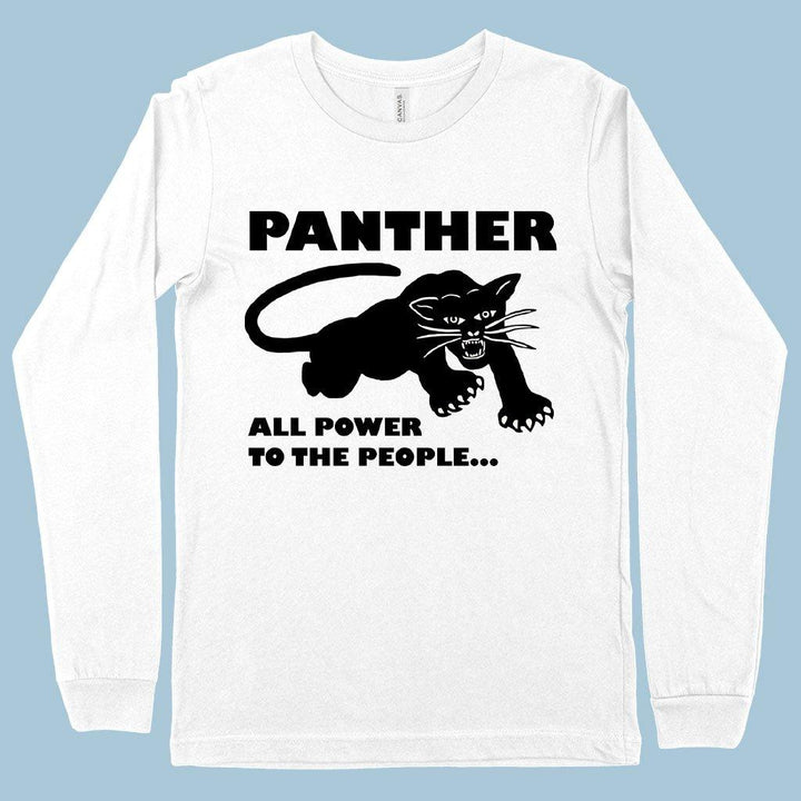 All Power to the People Long Sleeve T-Shirt - Black Panther Men's T-Shirt - Panther Graphic Tee Shirt - Trendha