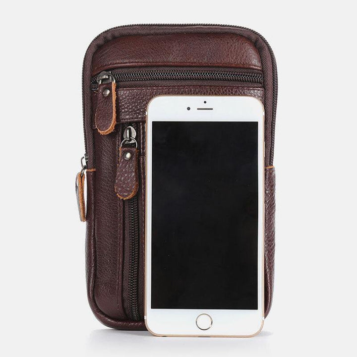 Men Genuine Leather Large Capacity Vintage 6.5 Inch Phone Bag Waist Bag Crossbody Bag Shoulder Bag - Trendha