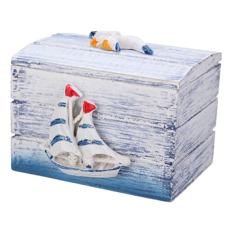 Sea Style Wooden Necklace Earrings Ring Jewelry Storage Box - Trendha
