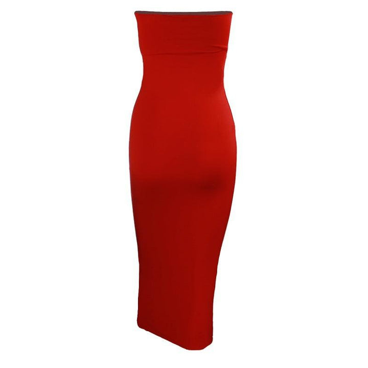 Fashion Over The Knee Tube Top Solid Color Dress - Trendha