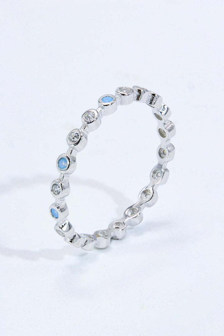 925 Sterling Silver Zircon and Natural Moonstone Ring - Trendha