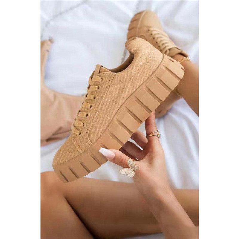 Casual Sports Lace-up Canvas Women's Shoes With Platform - Trendha