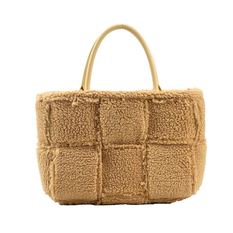 Plush Checkered Trend Personality Western Style Simple Female Bag - Trendha