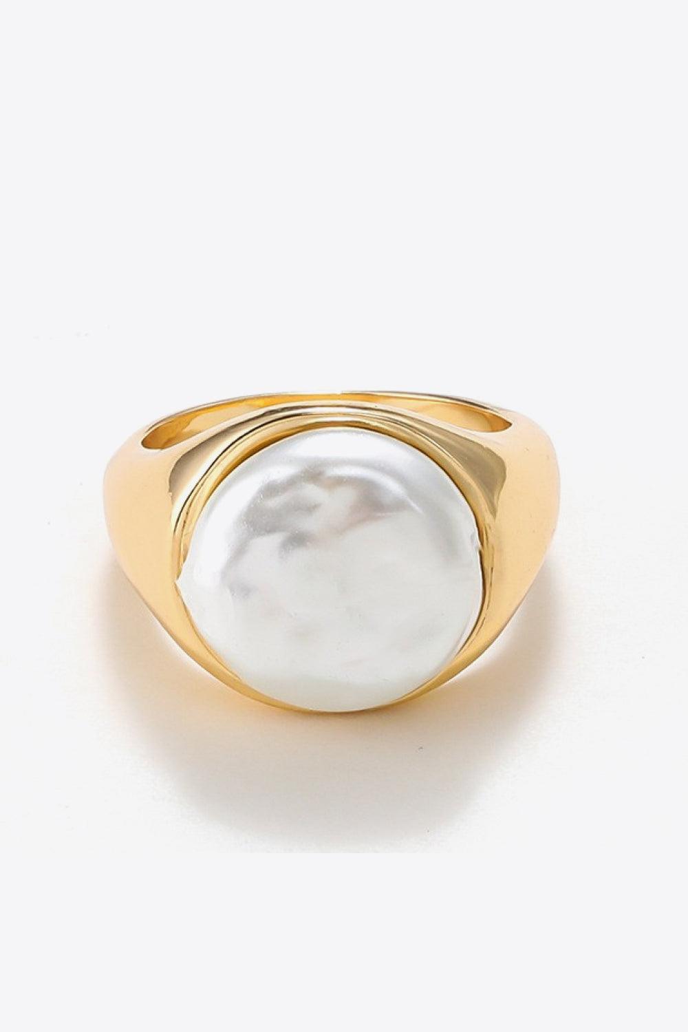 Pearl 18K Gold-Plated Alloy Ring - Trendha