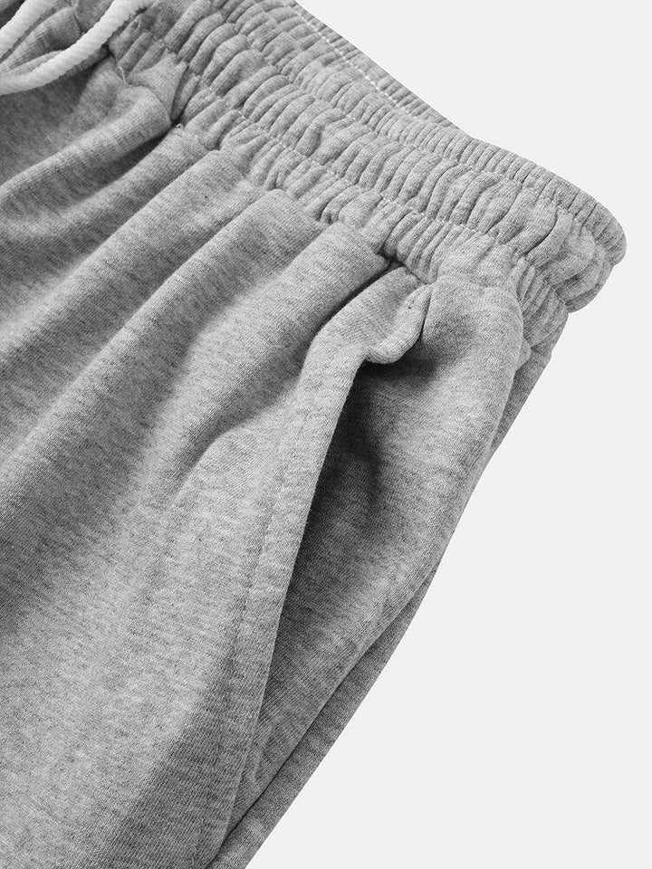 Cotton Mens Solid Color Pocket Drawstring Overalls Loose Shorts - Trendha