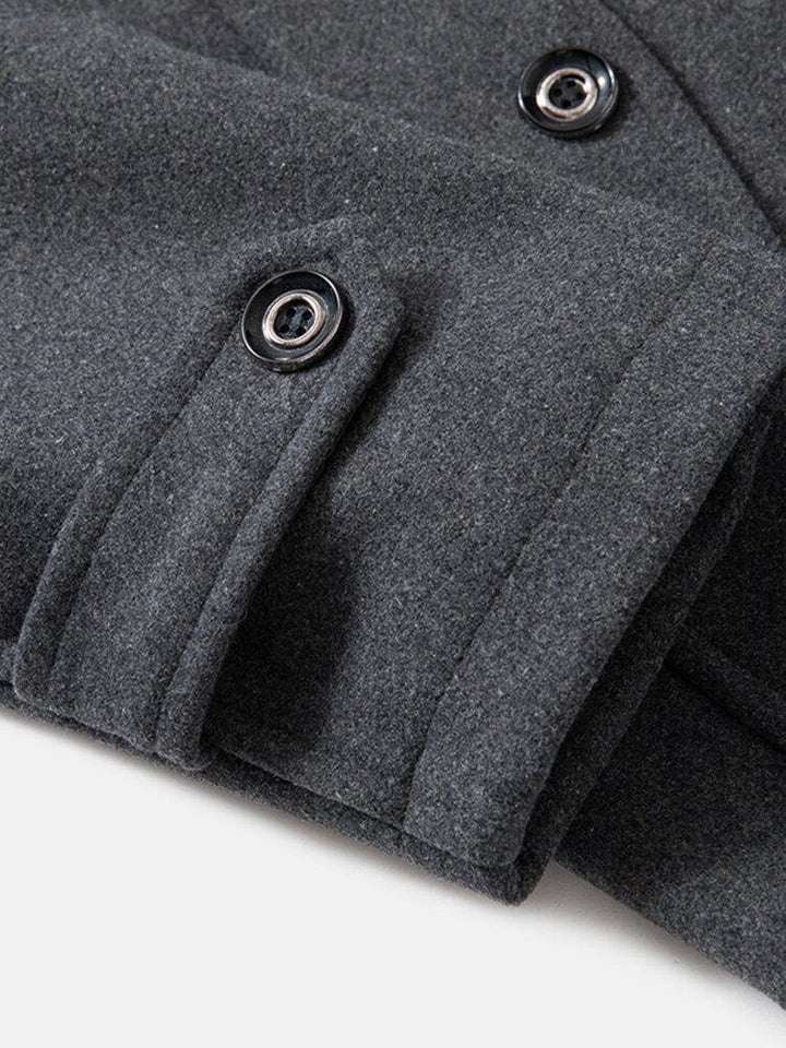 Mens Woolen Double Collar Thick Single-Breasted Casual Warm Overcoat - Trendha