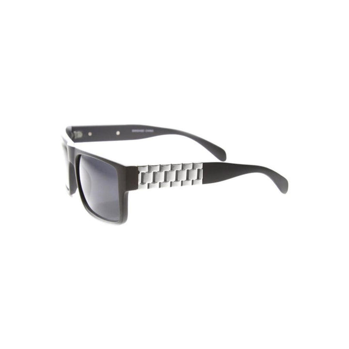 Flat Top Watch Link Temple Aviator Glasses - Trendha