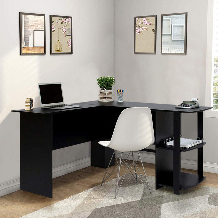 Home Office Corner Desk Computer Table Steel Wood Study Office Desk Workstation - Trendha