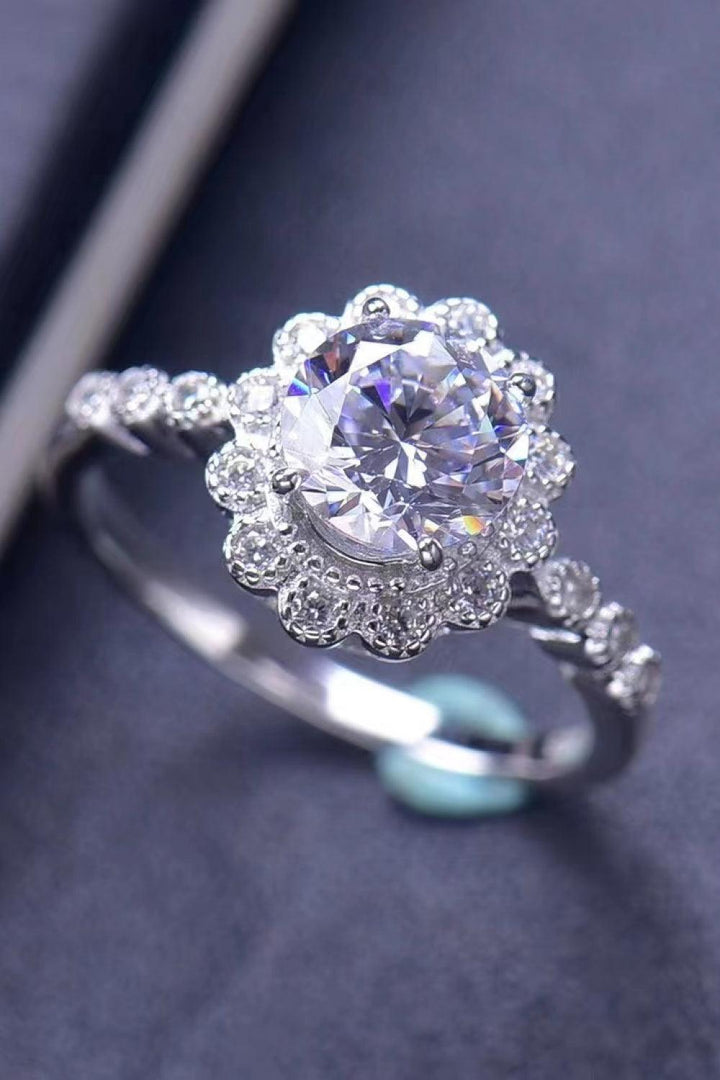 1.5 Carat Moissanite Floral-Shaped Cluster Ring - Trendha