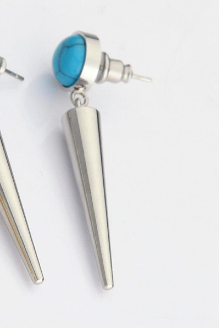18K Stainless Steel Turquoise Drop Earrings - Trendha