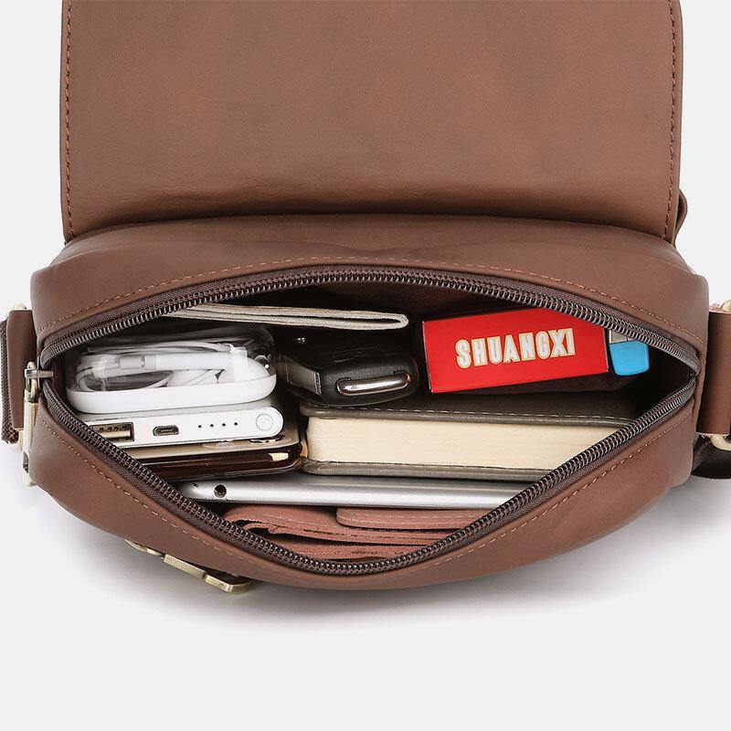 Men Genuine Leather Large Capacity Vintage Casual 6.5 Inch Phone Bag Crossbody Bag Shoulder Bag Messenger Briefcase - Trendha