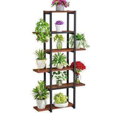 6 Layers Home Storage Rack Shelf Display Rack Plant Holder Flower Pot Rack Bookstand Indoor Outdoor for Bedroom Living Room - Trendha